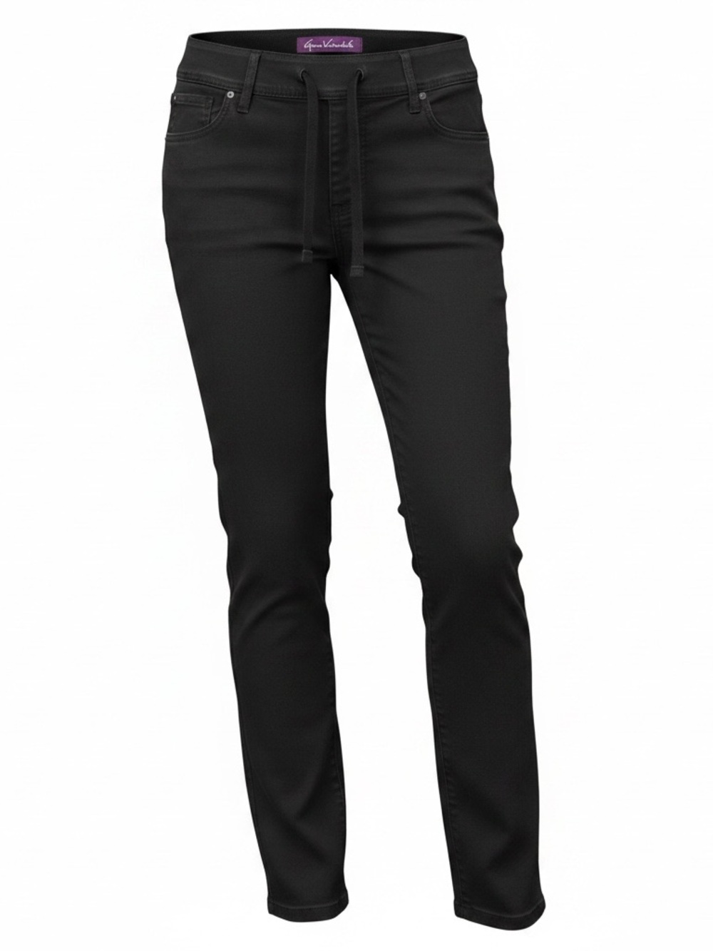 Women’s Gloria Vanderbilt Black Pull On Drawstring Straight Leg Jeans Size 6